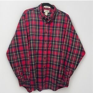 LL Bean Classic Plaid Men Flannel Cotton Button Up Long Sleeve XL Trad Fit Reg